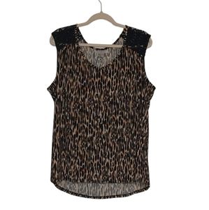 ROZ & ALI leopard & lace  sleeveless top size 1X